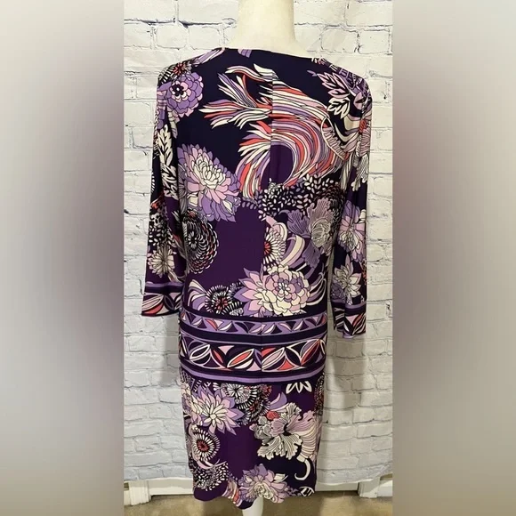 Donna Morgan Purple Floral Dress size 12 - Picture 4 of 8